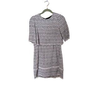 Zara Womens Black & White Striped Short-Sleeve Dress Small Tweed